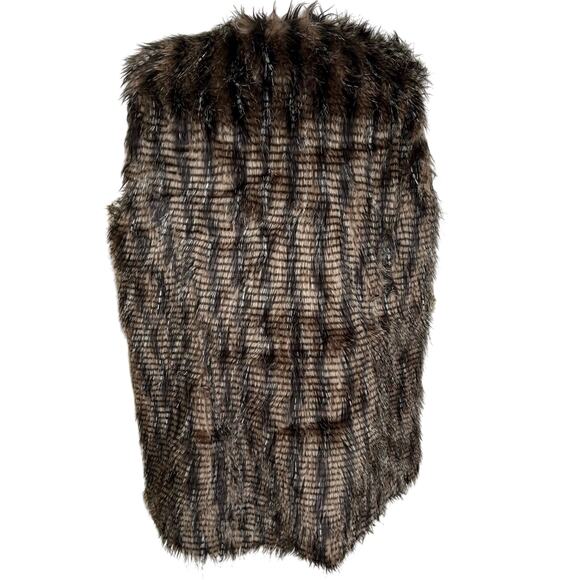 Chicos' Fur Vest Size 2 Large Brown Long Faux Fur Classic Winter Warm Lined - Picture 5 of 8